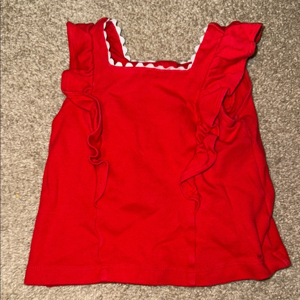 Janie and Jack Red Ruffled Sleeveless Top